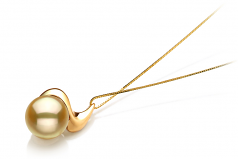 Rosalie Or 10-11mm AA-qualité des Mers du Sud 585/1000 Or Jaune-pendentif en perles