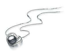 Katie Coeur Noir 9-10mm AA-qualité perles d'eau douce 925/1000 Argent-pendentif en perles