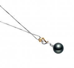 Brianna Noir 10-11mm AAA-qualité de Tahiti 925/1000 Argent-pendentif en perles