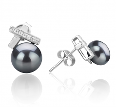 Klarita Noir 7-8mm AAA-qualité perles d'eau douce 925/1000 Argent-Boucles d'oreilles en perles