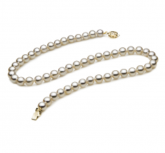 Blanc 7-7.5mm AAA-qualité Akoya du Japon -Collier de perles for