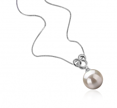 Adelina Blanc 9-10mm AAAA-qualité perles d'eau douce 925/1000 Argent-pendentif en perles