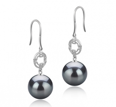 Adelle Noir 10-11mm AAA-qualité de Tahiti 925/1000 Argent-Boucles d'oreilles en perles