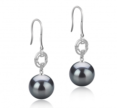 Adelle Noir 10-11mm AAA-qualité de Tahiti 925/1000 Argent-Boucles d'oreilles en perles