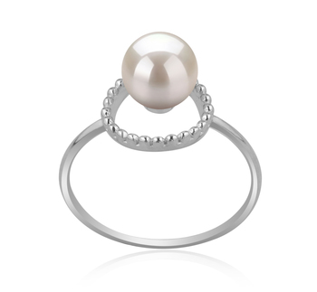 Andy Blanc 6-7mm AAAA-qualité perles d'eau douce 925/1000 Argent-Bague perles