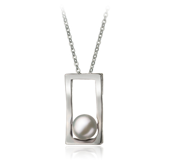 Athena Blanc 7-8mm AA-qualité perles d'eau douce Blanc Bronze-pendentif en perles