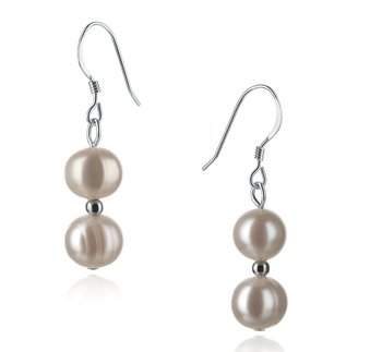 Cerella Blanc 6-7mm A-qualité perles d'eau douce 925/1000 Argent-Boucles d'oreilles en perles