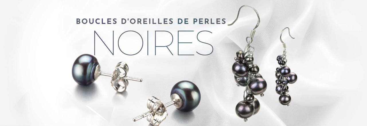 PearlsOnly Boucles d'oreilles perle noire