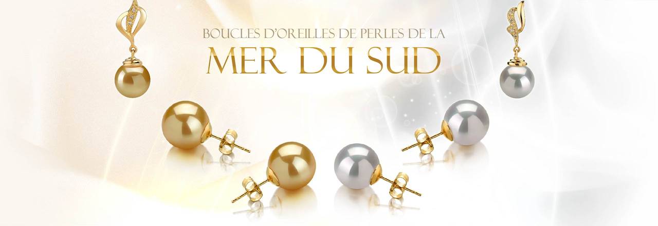 PearlsOnly Boucles d'oreilles de perles des mers du Sud