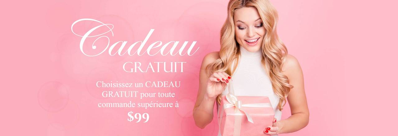 Landing banner for Cadeau gratuit avec une commande supérieure à 189